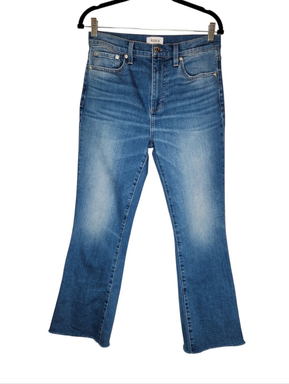 Pistola Lennon High Rise Crop Bootcut Raw Hem Jeans in Ami Wash Size 28